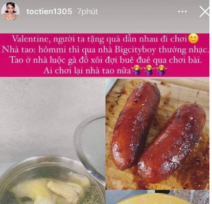 Valentine của vợ chồng Tóc Tiên: Chồng đi hẹn hò cùng Binz, vợ ở nhà nấu ăn chờ hội bạn